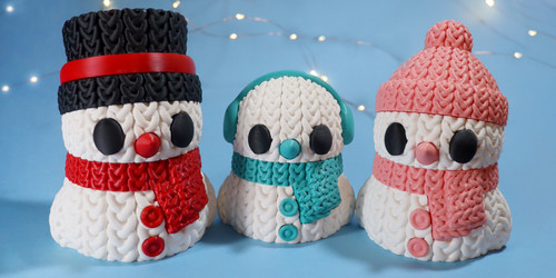 Knitted Snowman Family